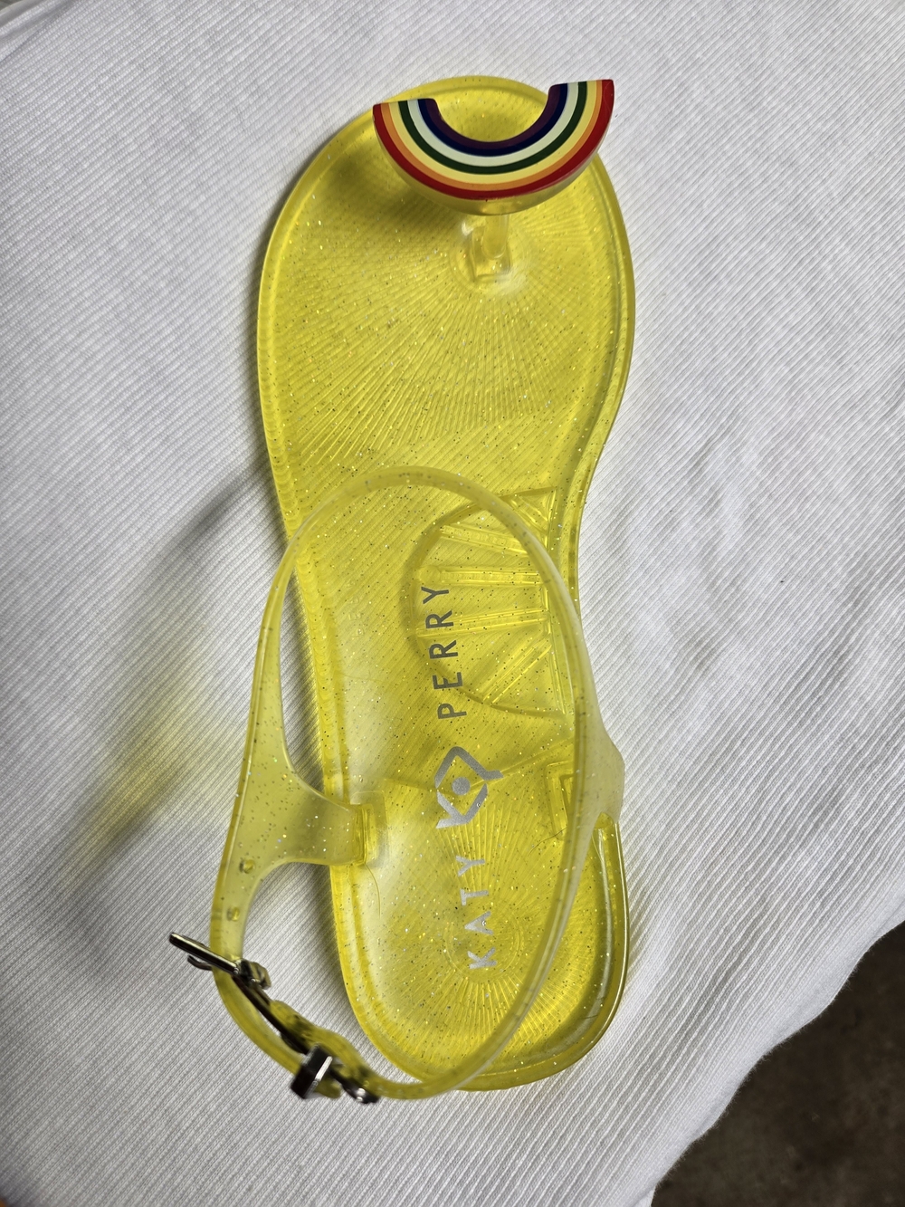 Katy Perry Collections Yellow Jelly Sandals with Rainbow Accent